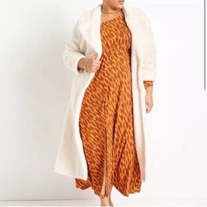 Eloquii Cream Teddy Long Coat